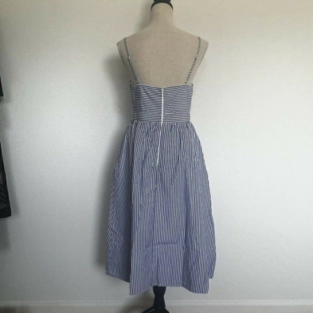 Lulus Joyful Days Blue & White Striped Knotted Front Midi Strappy Dress S NWOT - Picture 3 of 12